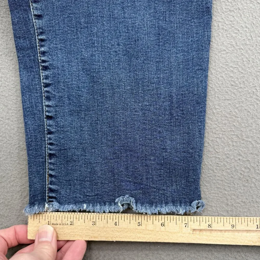 Good American Jeans Womens 20 Plus Blue High Rise Straight Leg‎ Raw Hem Denim